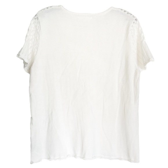 Tradition Women’s Knit White Short Sleeve Shirt Top Size 18 XL Patterned Ribbed - Picture 7 of 10